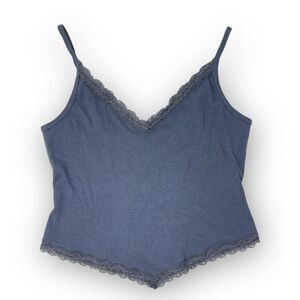Hollister Blue Lace Trim Cami Camisole Tank V Cut Bottom V neck Women’s Medium